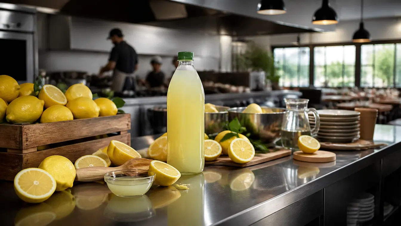 Limones frescos y jugo de limón Flor y Fruto